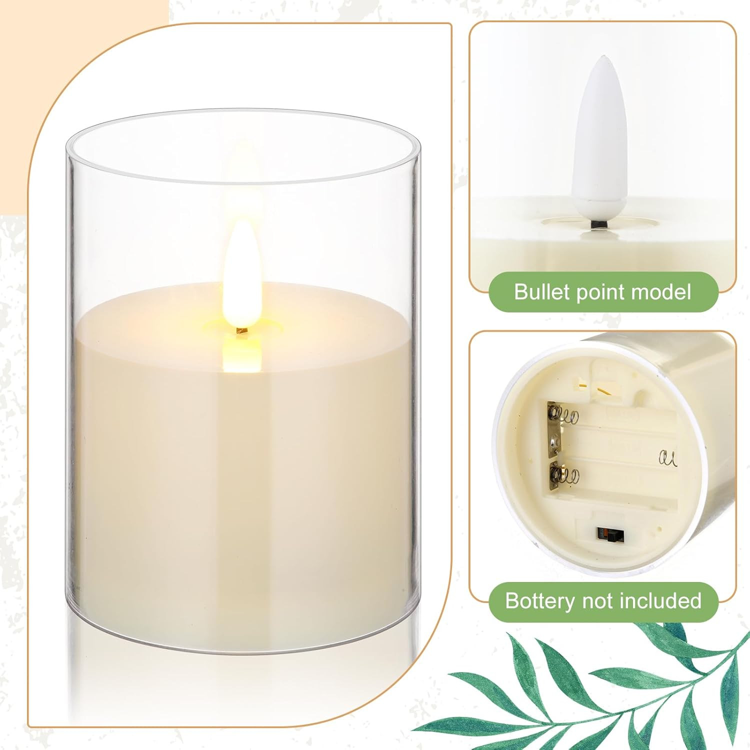 20 Pcs White Rose Candle Rings with Flameless Candles for Weddings & Events
