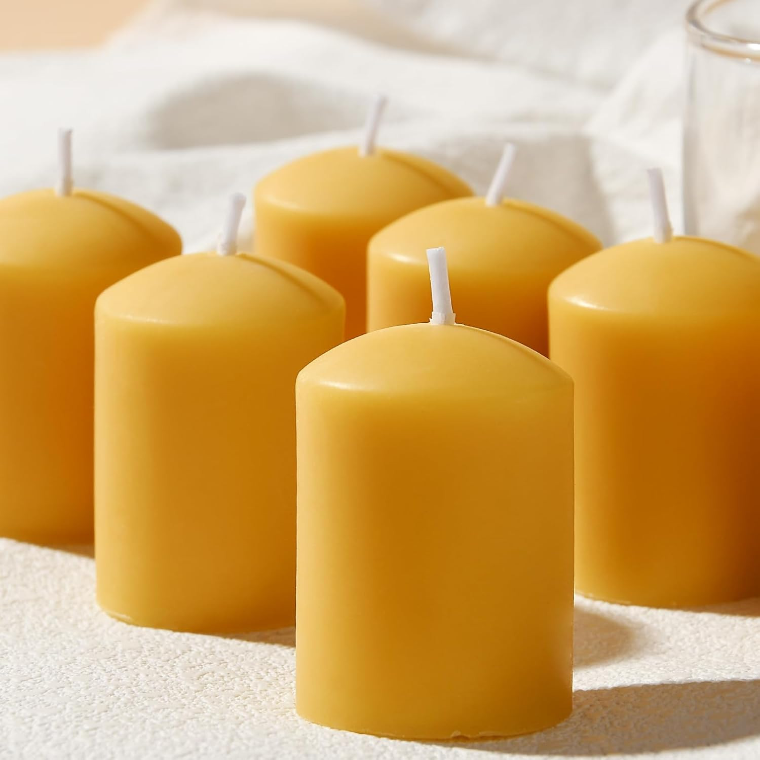 Beeswax Votive Candles Bulk-Pack of 10, Natural Unscented Beeswax Candles – 9 Ho