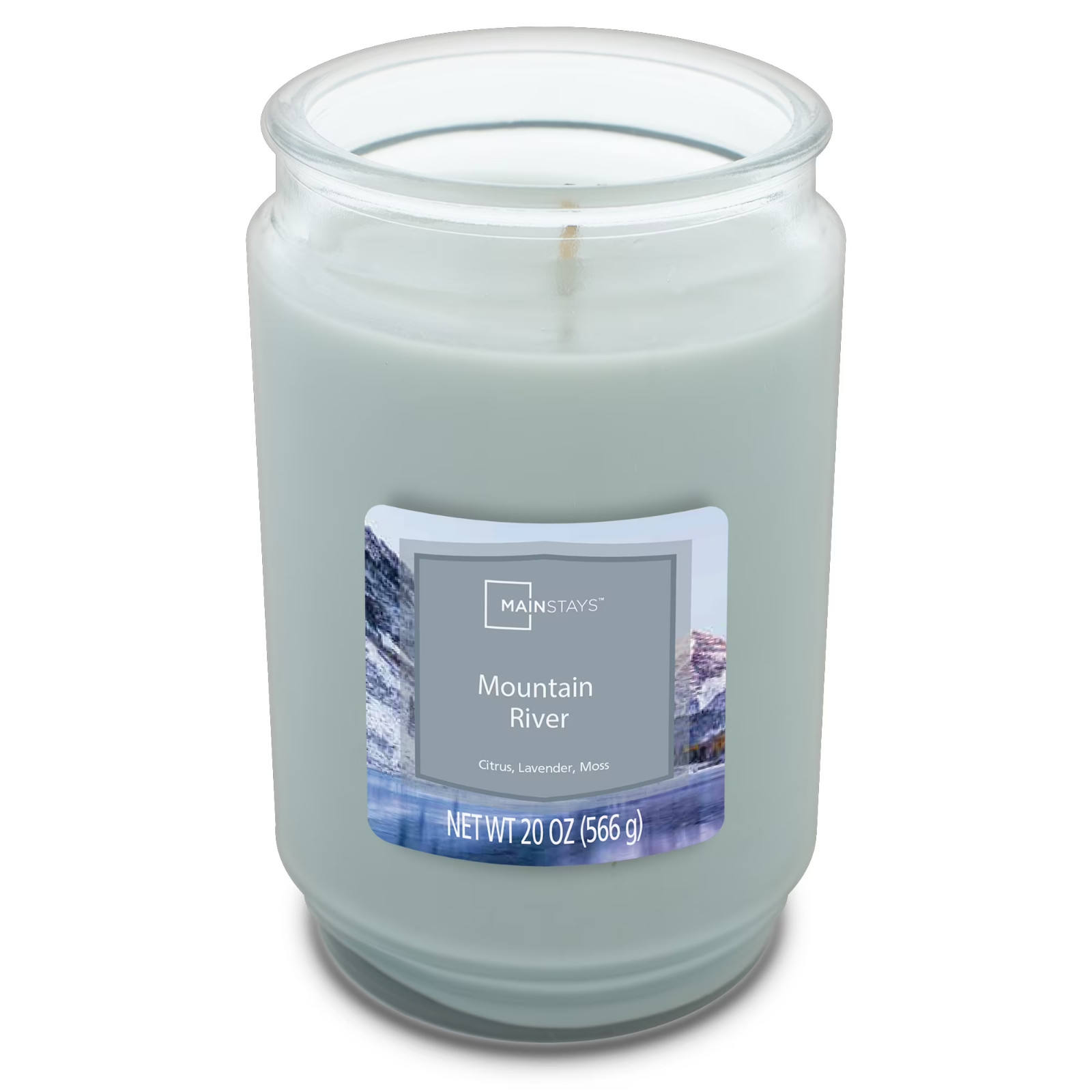 Mainstays Mountain River scented single-Wick Large Glass Jar candle 20 oz…