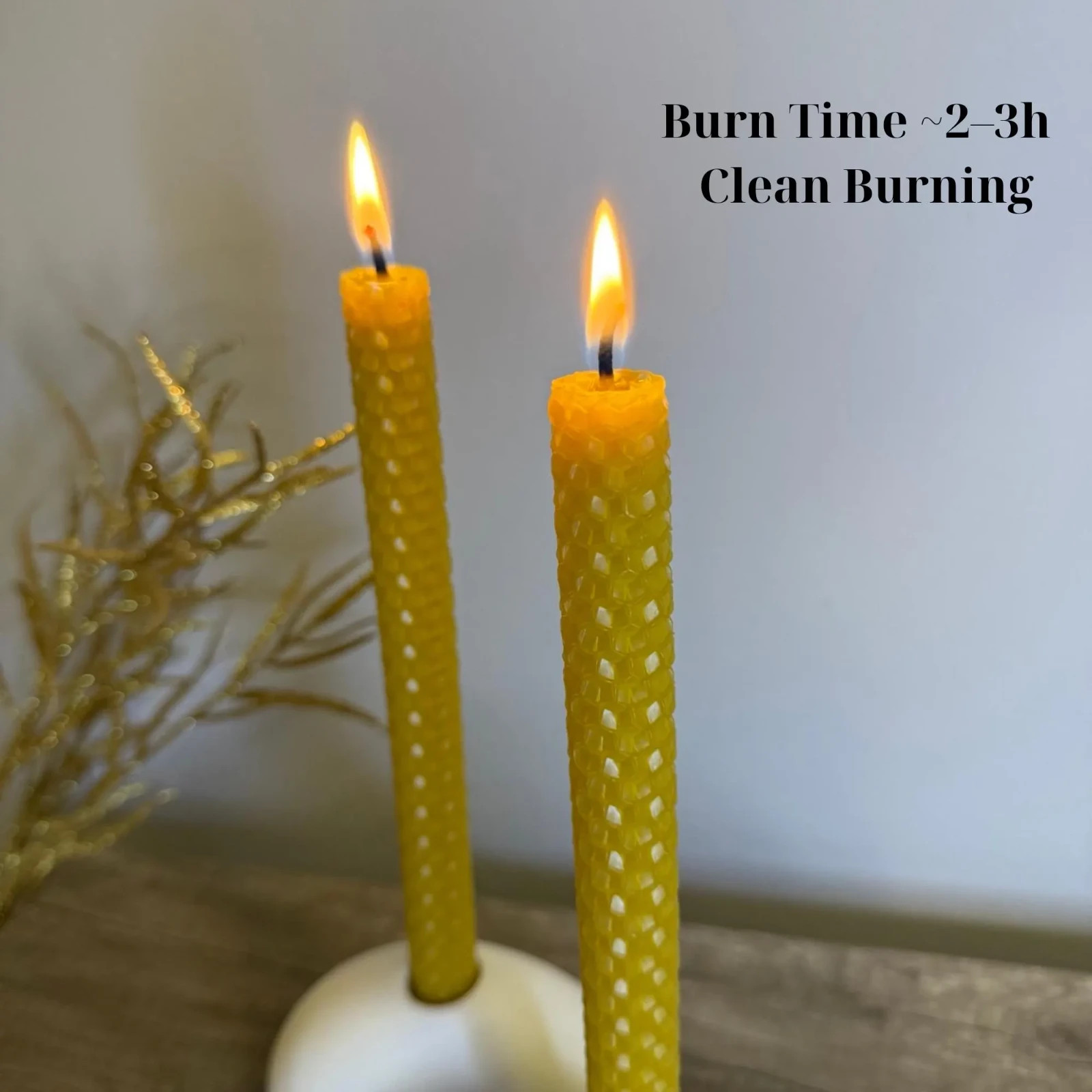 Beeswax Taper Candles 8in Hand Rolled Natural Honeycomb Set 6 12 24