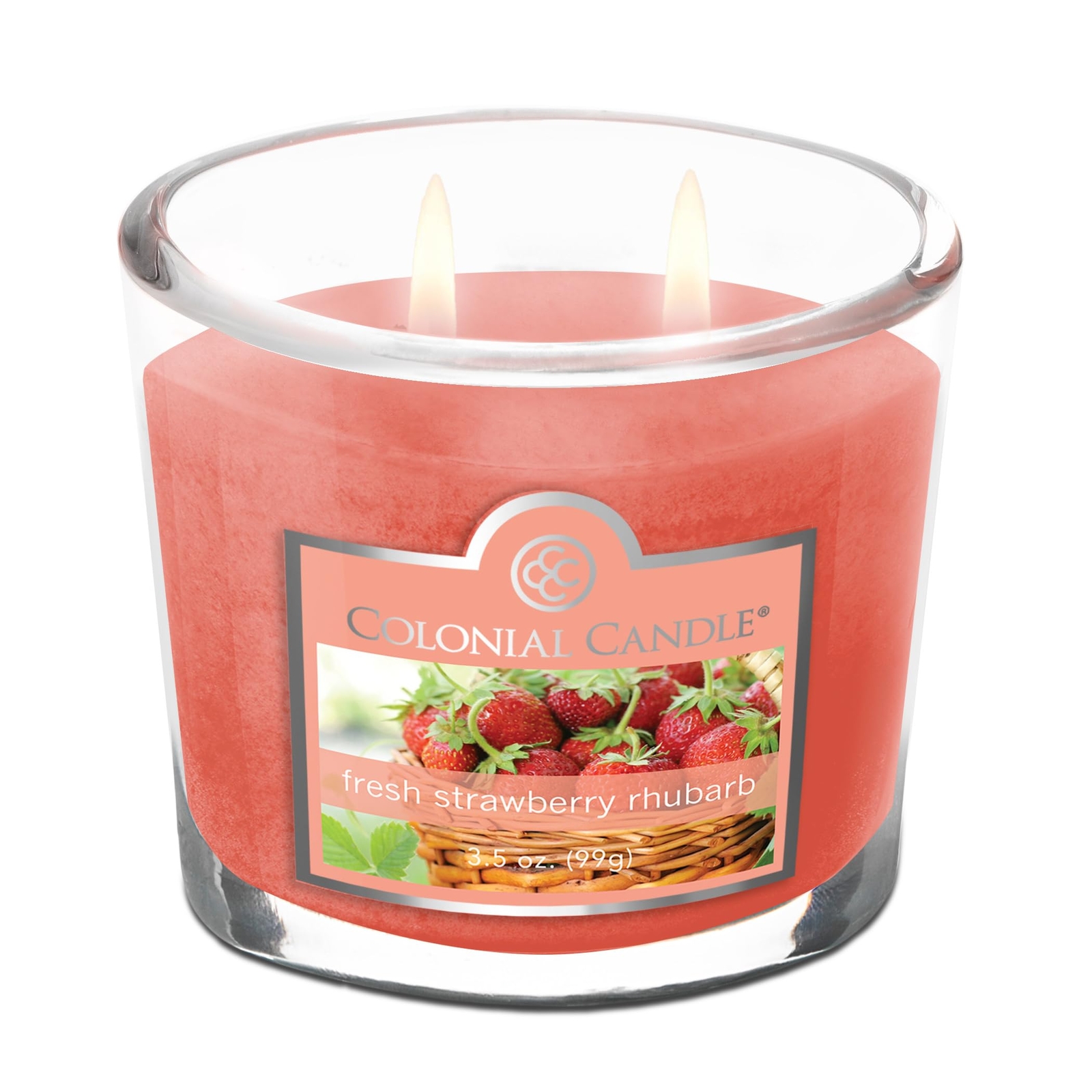 Fresh Strawberry Rhubarb Scented Jar Candle 2 Wick 3.5 oz Mottled Wax
