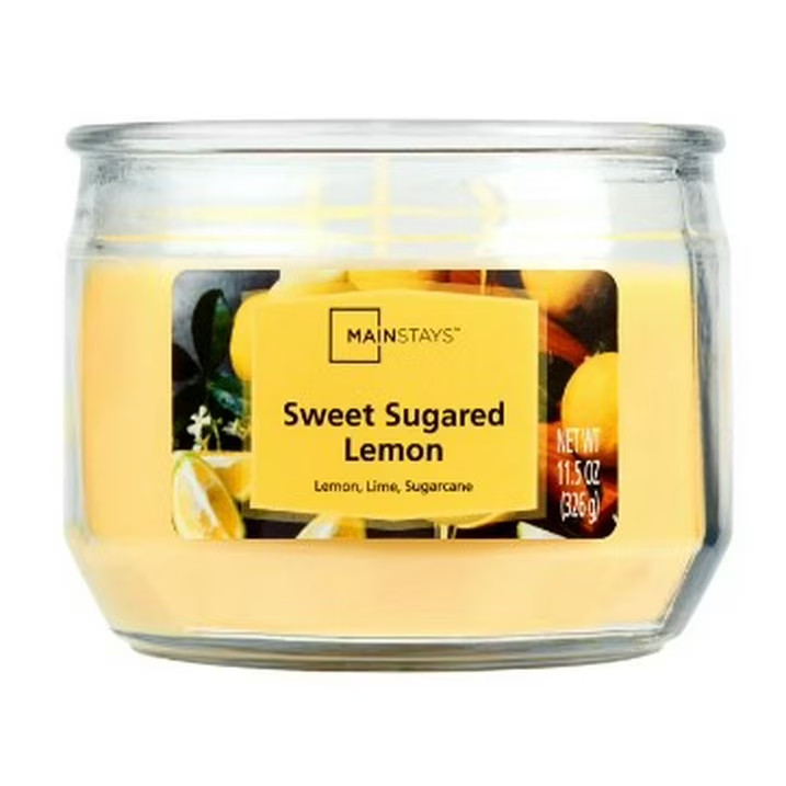Pack of 2, 3-Wick Sweet Sugared Lemon Scented Glass Jar Candle, Yellow, 11.5 oz