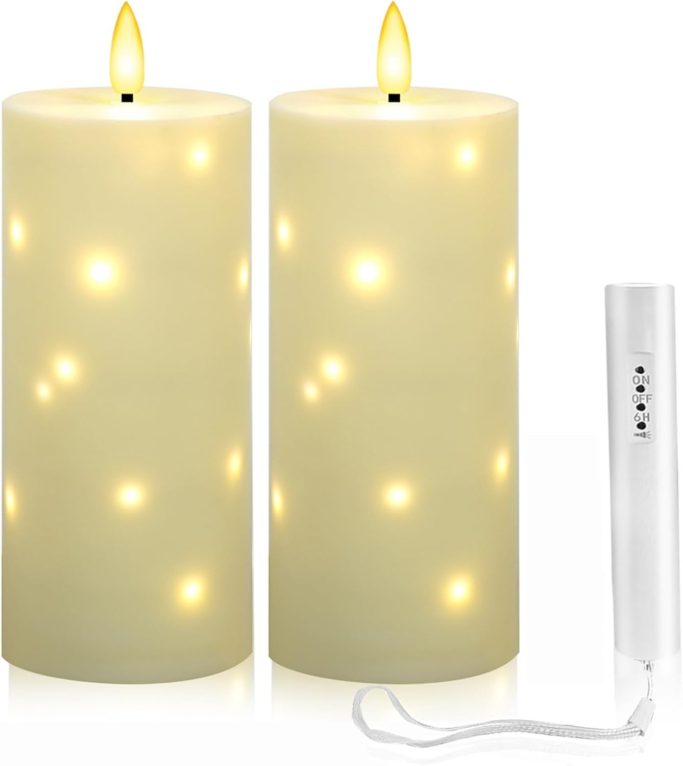 Durable Outdoor 4″ x 10″ Flameless Candles with Timer – 2-Pack, Waterproof Ivory