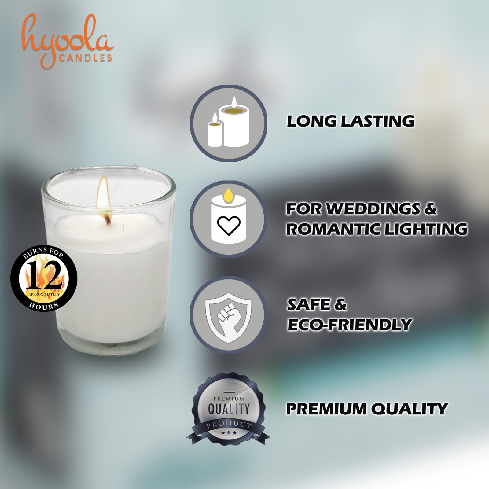 Hyoola White Votive Candles in Glass – Pack of 24 – 12 Hour Burn Time – Unsce…