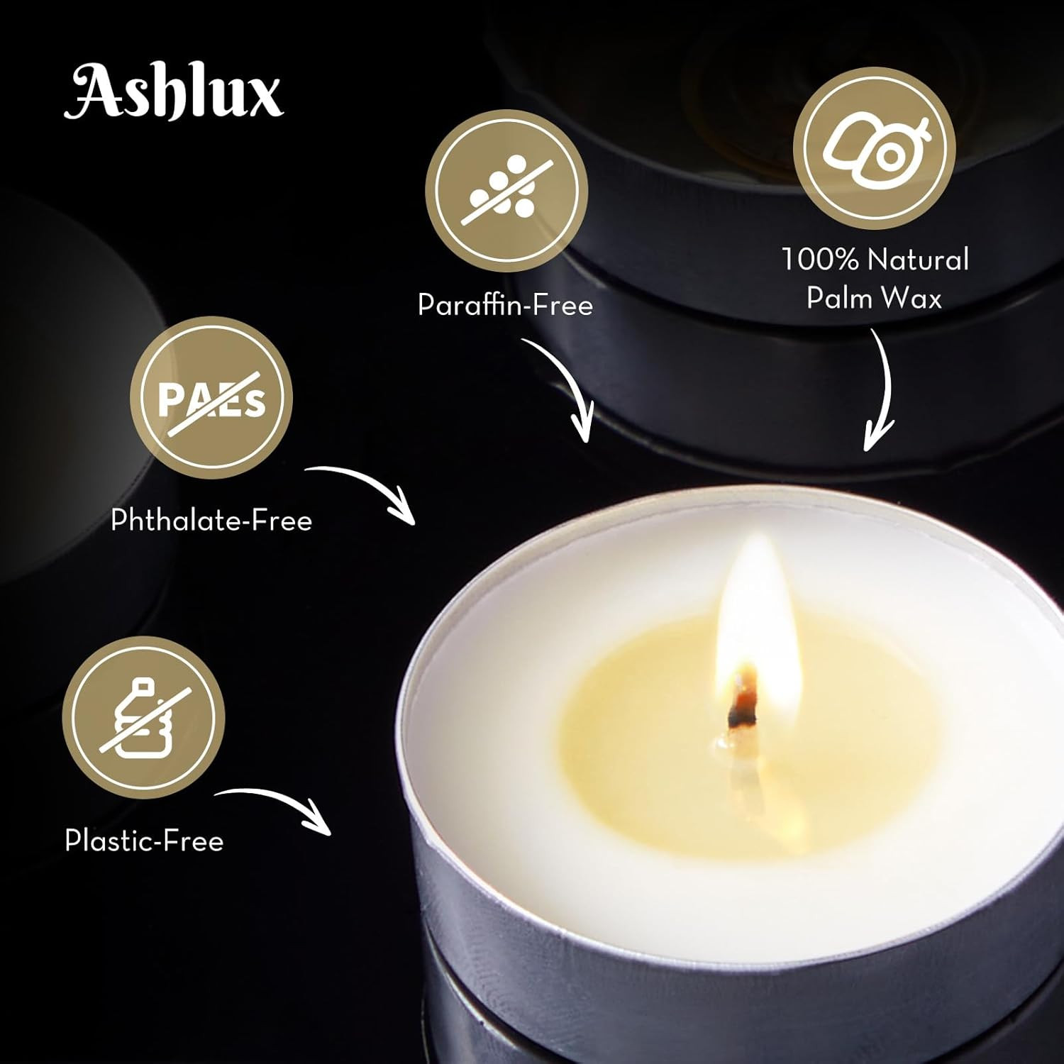 100-Pack Unscented Palm Wax Tea Lights Candles,4.5 Hours Burn | Smokeless，Non-To