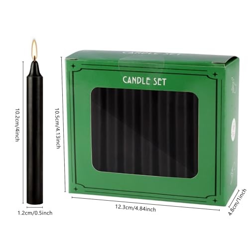 40 Black Taper Candles 4 in Smokeless Long Burning Wax Indoor