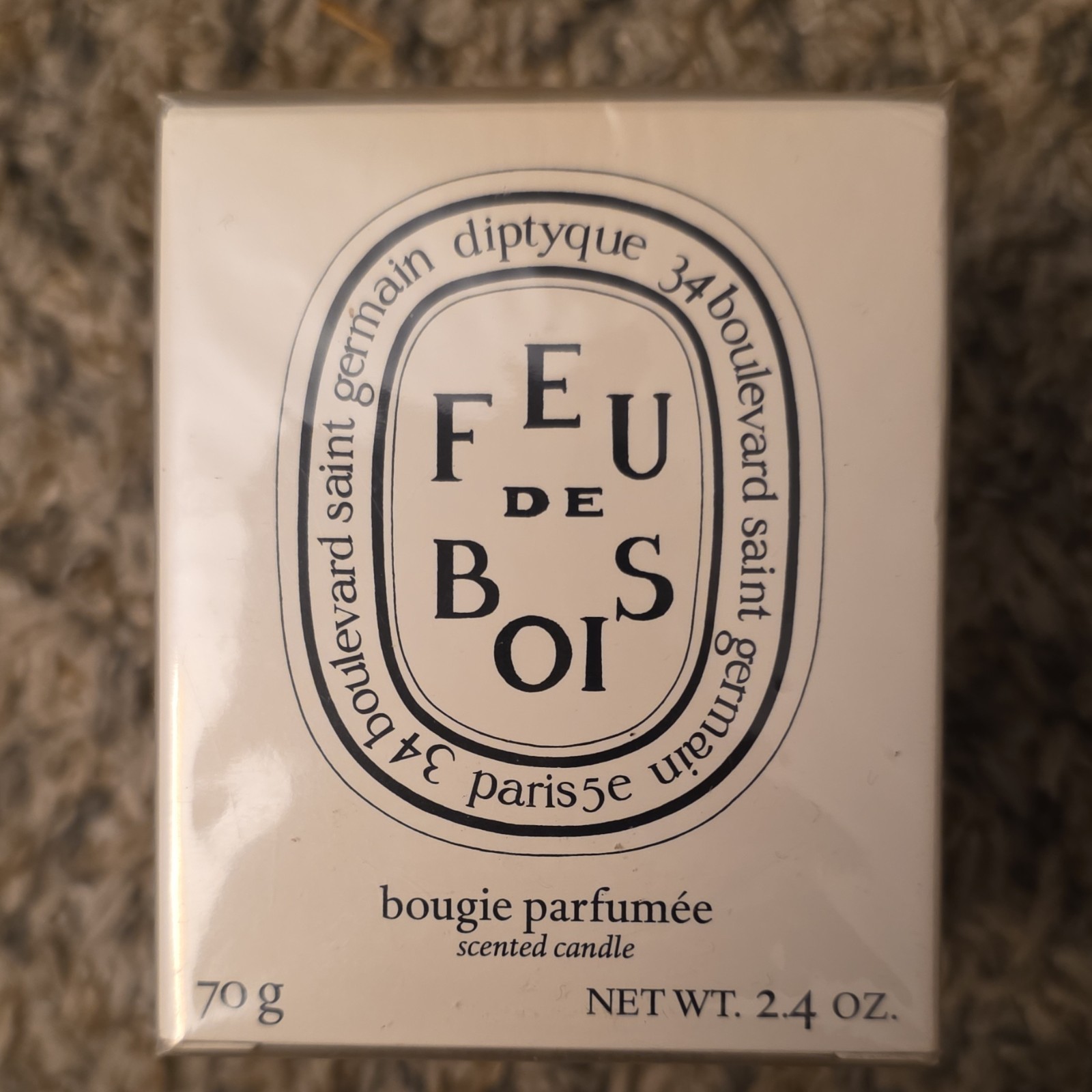 diptyque Feu de Bois Scented Candle Wood Fire 70g 2.4 oz White Wax