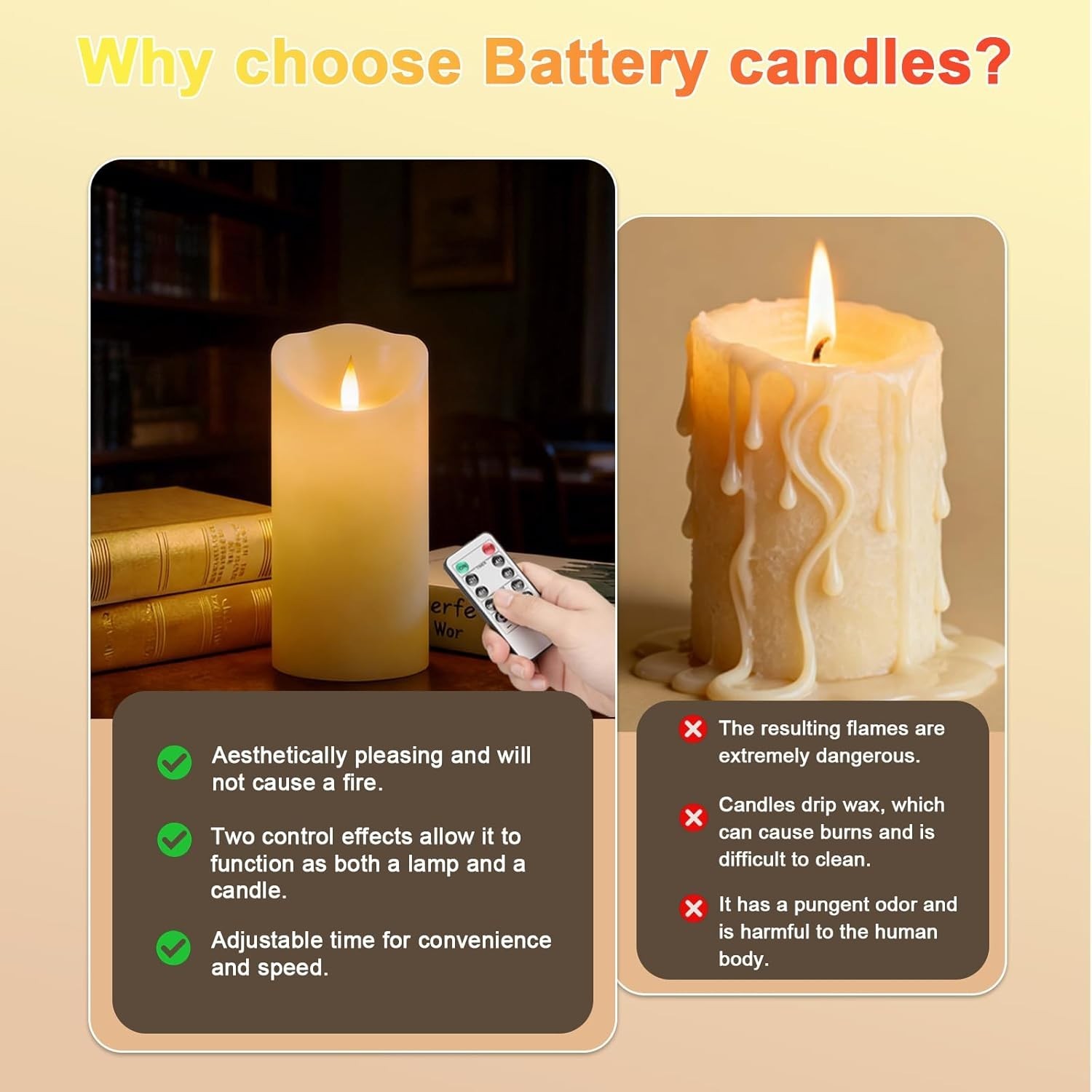 Rechargeable Flameless Candle, Realistic 3D Flickering Warm Flame, LED Candle…