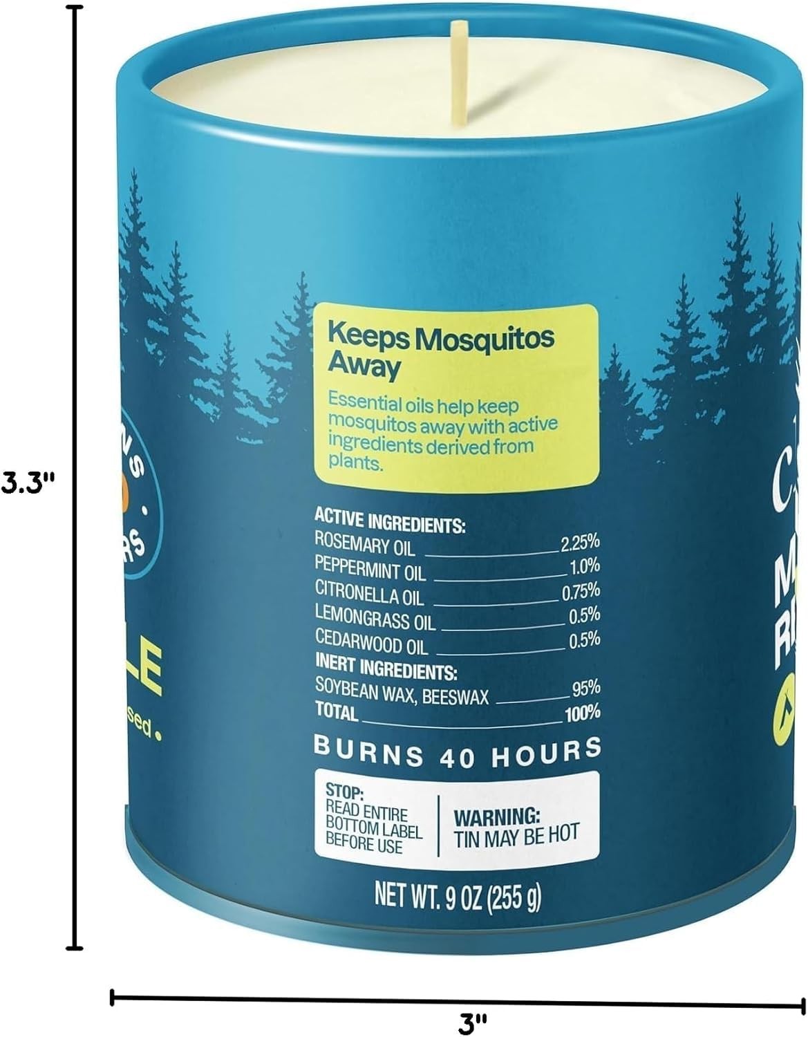 Mosquito Repellent Candle 9oz Pack of 2 Citronella DEET Free