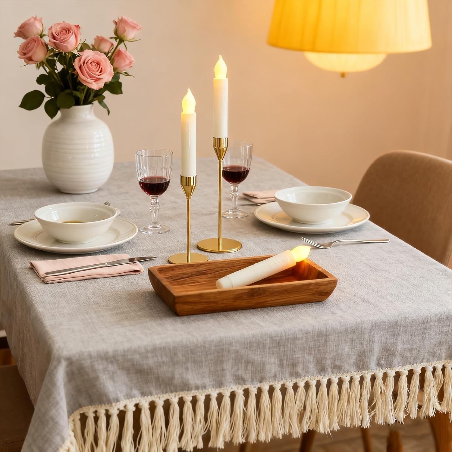 Lezonic Flameless Battery Operated Candlesticks 0.8″ x 6″, 12 Pack(Touch)