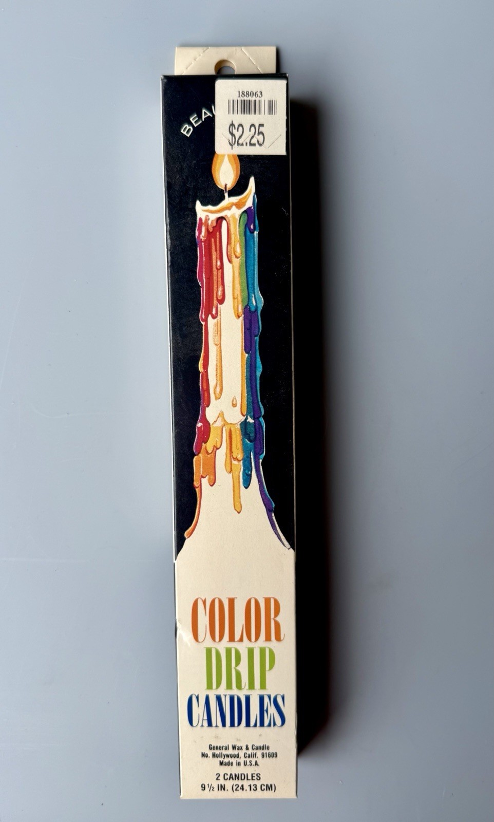 Vintage 1970s NOS General Wax Color Drip Candles Taper Rainbow Multi-Color