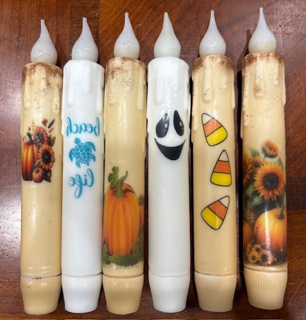 7″ Battery Operated Wax-dipped Imaged Taper Candle ~ 6 Hour LED Timer ~ 100 Imag
