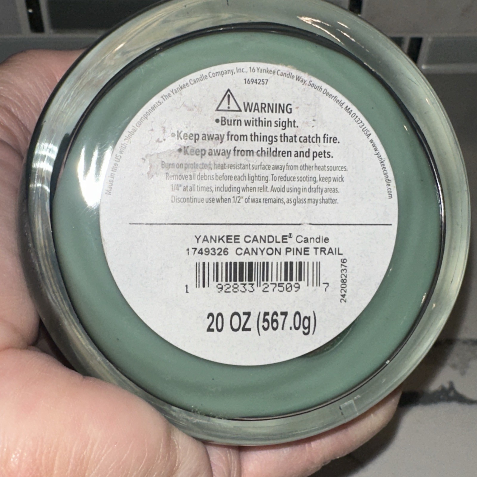 NEW-Yankee Candle CANYON PINE TRAIL Large 20oz- 2 WICK