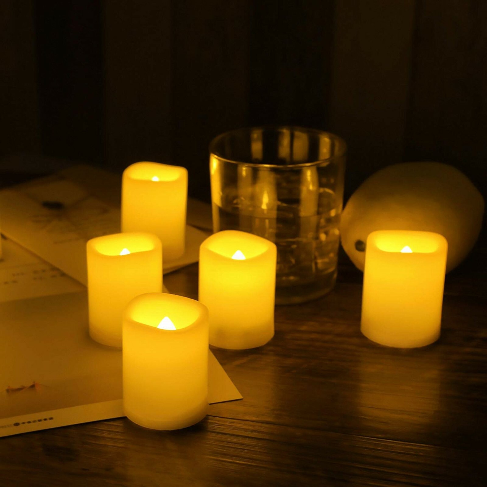 EcoGecko Indoor/Outdoor Set of 12 Flameless Votive Candles with 6 hourTimer