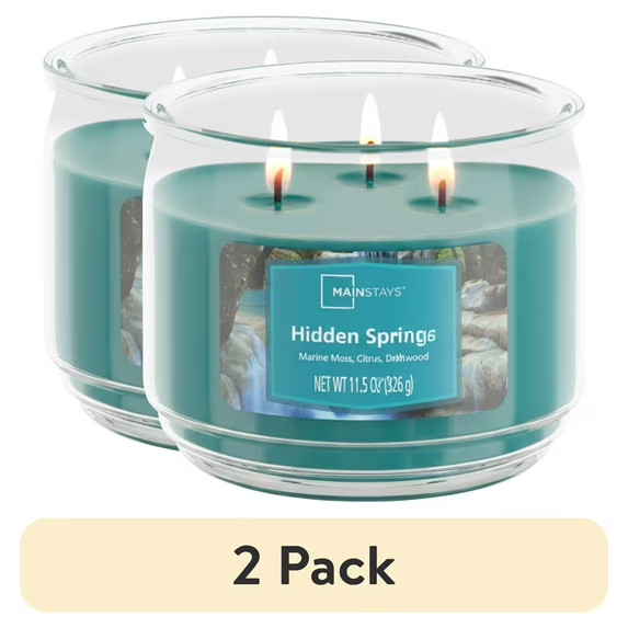 2 Pack 3-Wick Scented Glass Jar Candle, 11.5 oz Each Free Shipping in 2 Days..