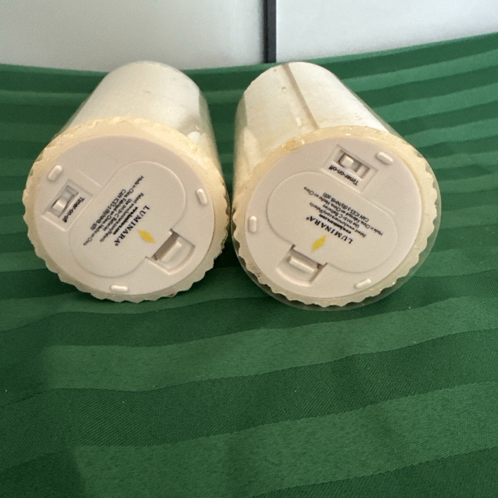 2-Luminara Battery Operated Flameless Pillar Candles Ivory Honeycomb BEAUTIFUL.