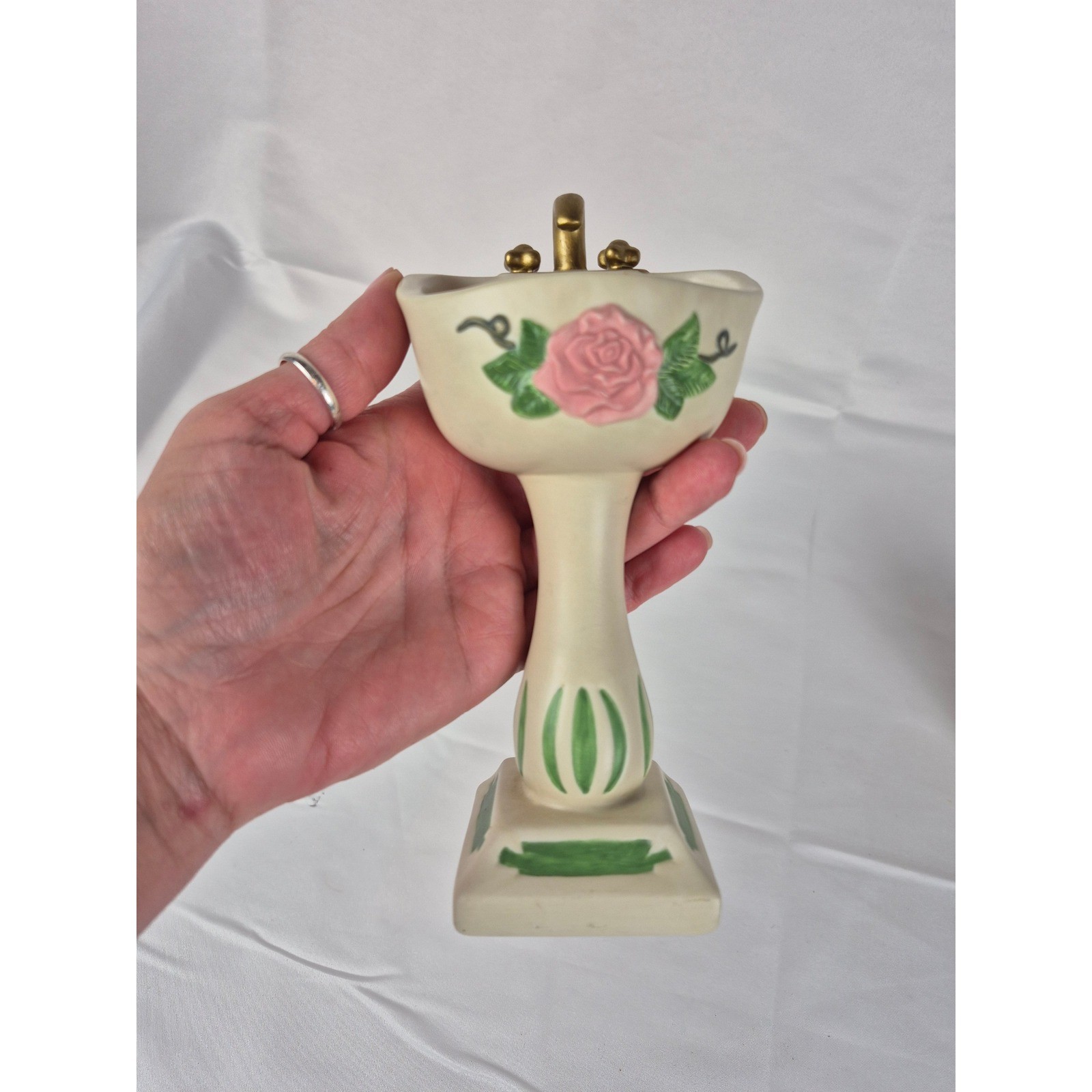 WMG 2005 Rose Bathroom Candle Set Sink Bathtub Ceramic Vanity Decor Floral