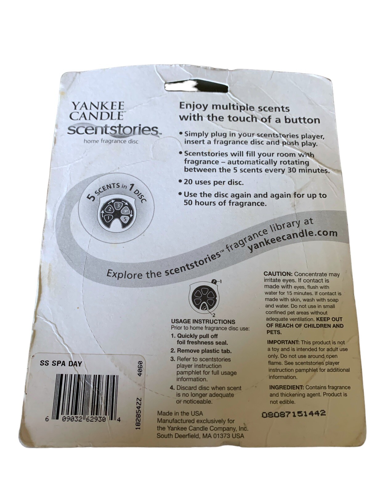 Yankee Candle Febreze Scentstories Spa Day Vtg NOS Home Fragrance Disc New