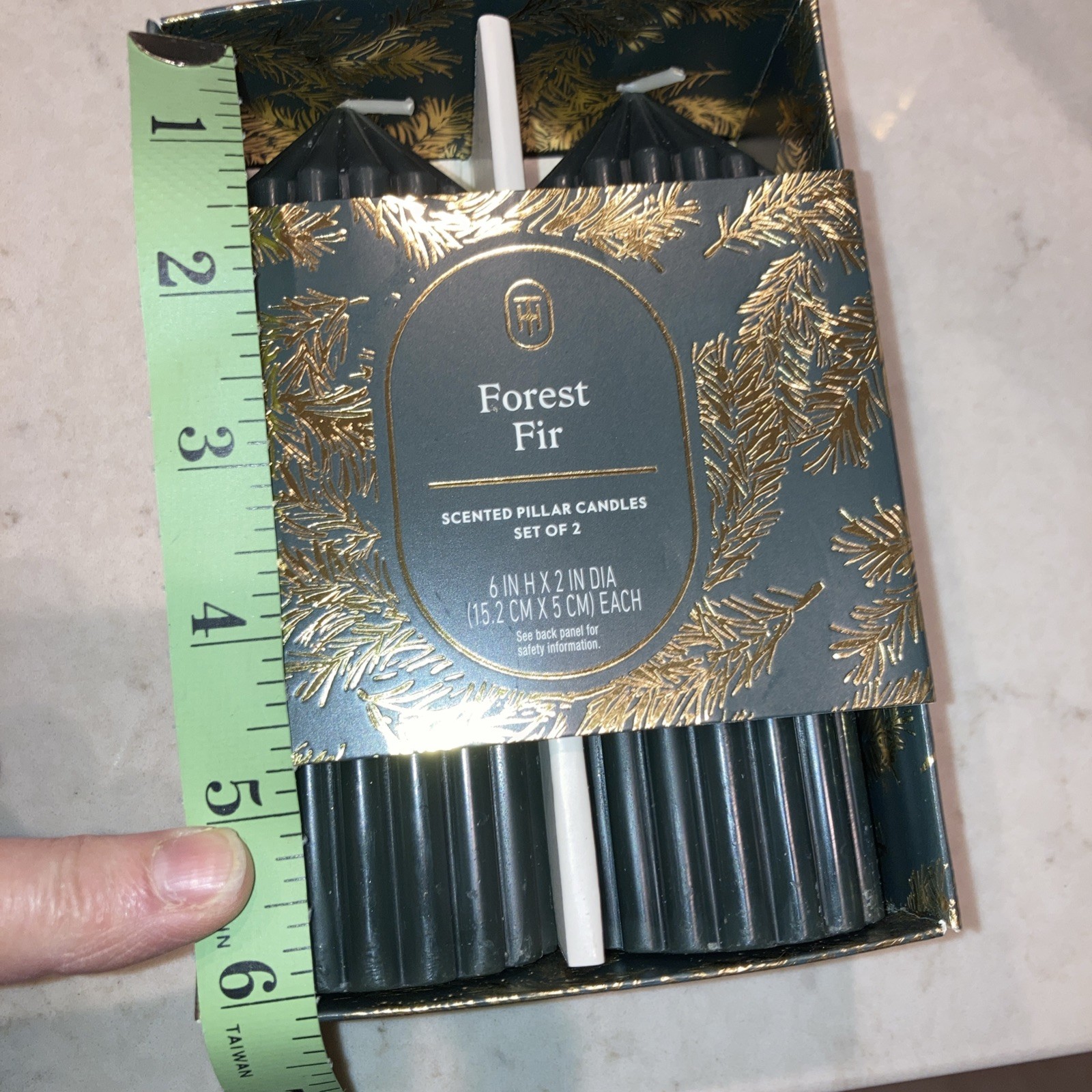 THRESHOLD Forest Fir Scented Pillar Candles Set Of 2 NIB