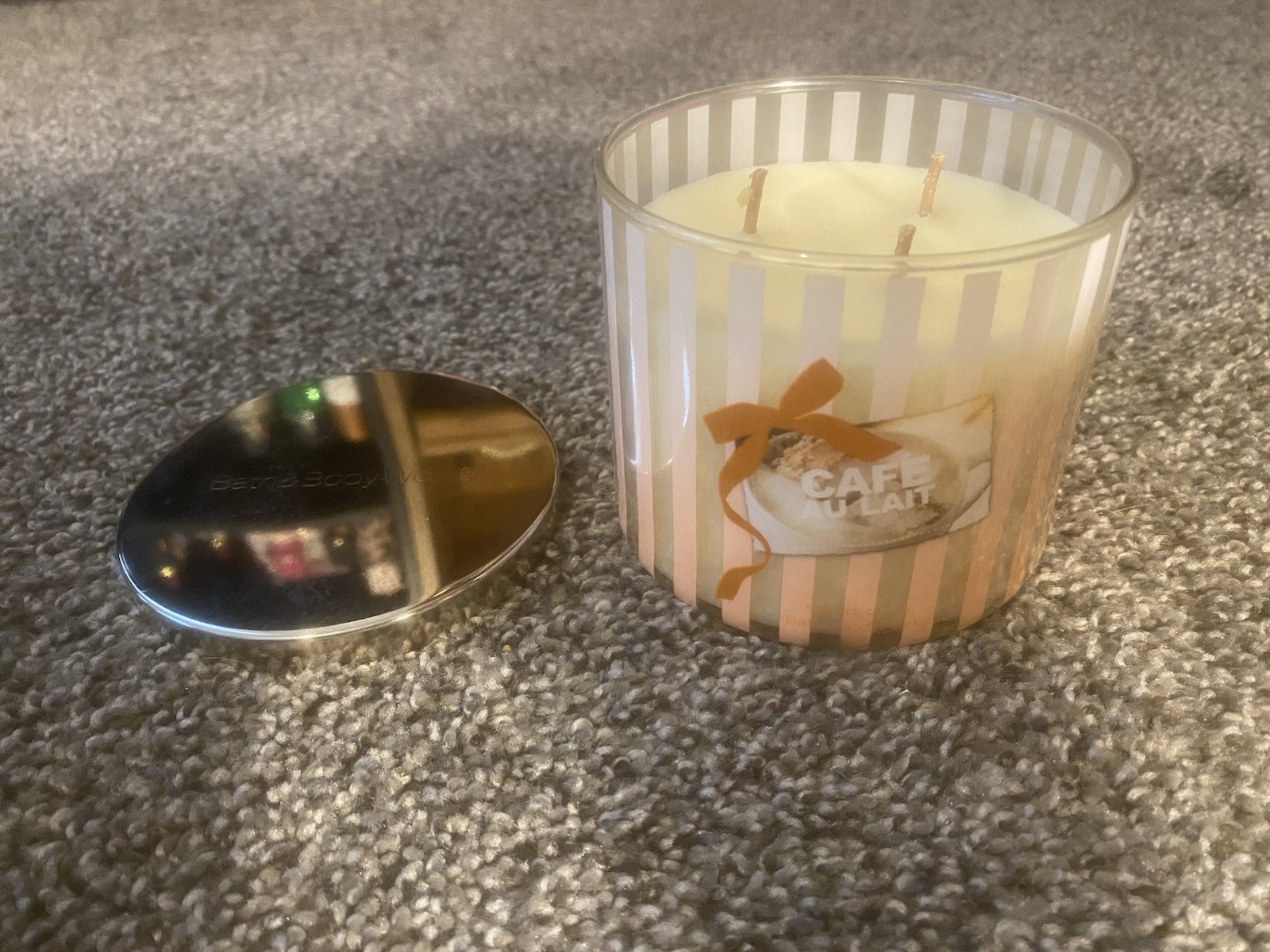 RARE Bath & Body Works Cafe Au Lait 3 Wick Candle Unused 14.5 oz made in Canada
