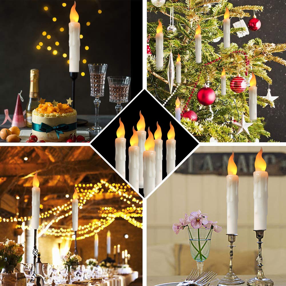 12PCS Battery Operated Flameless LED Taper Candles light Christmas Window Candle