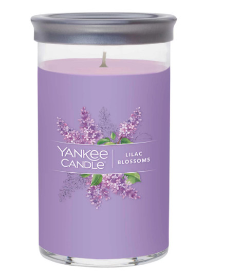 Yankee Candle LILAC BLOSSOMS 14.25oz Pillar Candle-water lily, lilac, cedar leaf