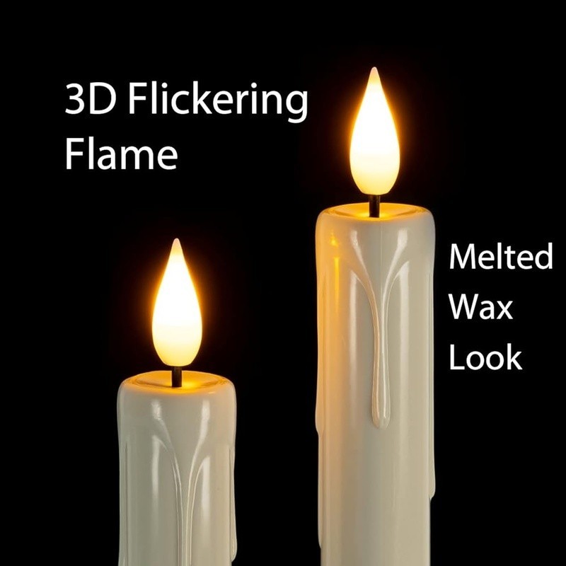 Realistic Flameless Taper Candles Remote Timer Dimmer 3D LED Flame Decor New