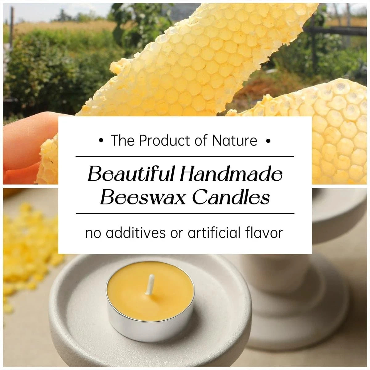 Beeswax Tea Candles in Cup, 24 Pcs, Natural Beeswax Tealight Candles with 4
