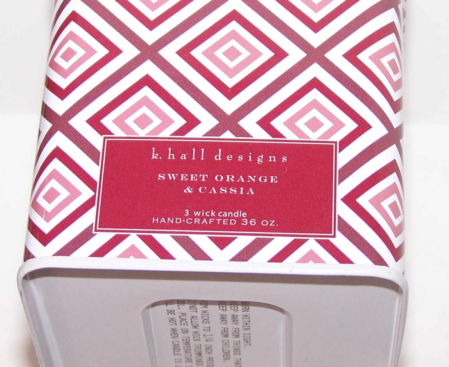 K HALL DESIGNS HANDCRAFTED SWEET ORANGE & CASSIA 36oz 3-WICK CANDLE IN TIN