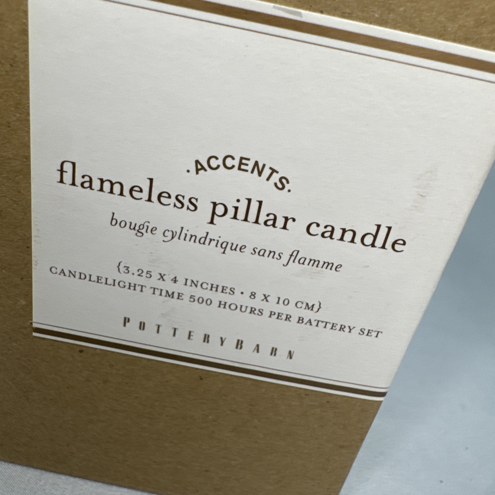 Pottery Barn Flameless Pillar Candle Ivory 4 X 3.25” New Sealed