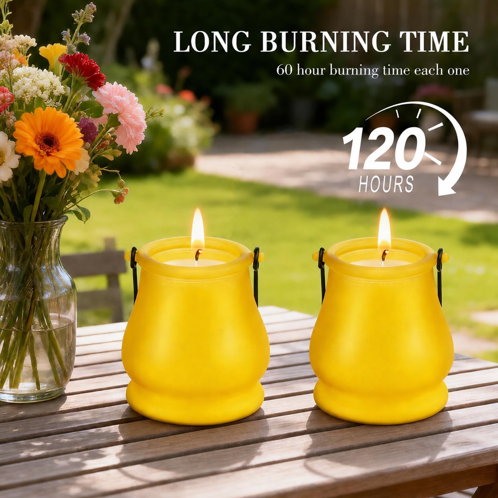 Citronella Candles Outdoor, 2 Pack 20oz Soy Wax Large Citronella Candles, 120…
