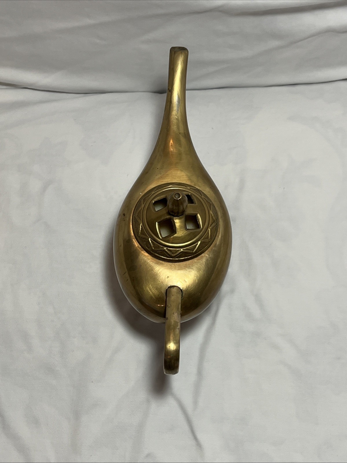 Genie Lamp Candle Never Lit Brass Plated Aladdin Style Heavy Made In India