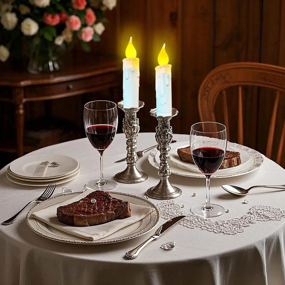 Flameless Short Taper Candles Battery Operated with Timer,Battery Operated Taper