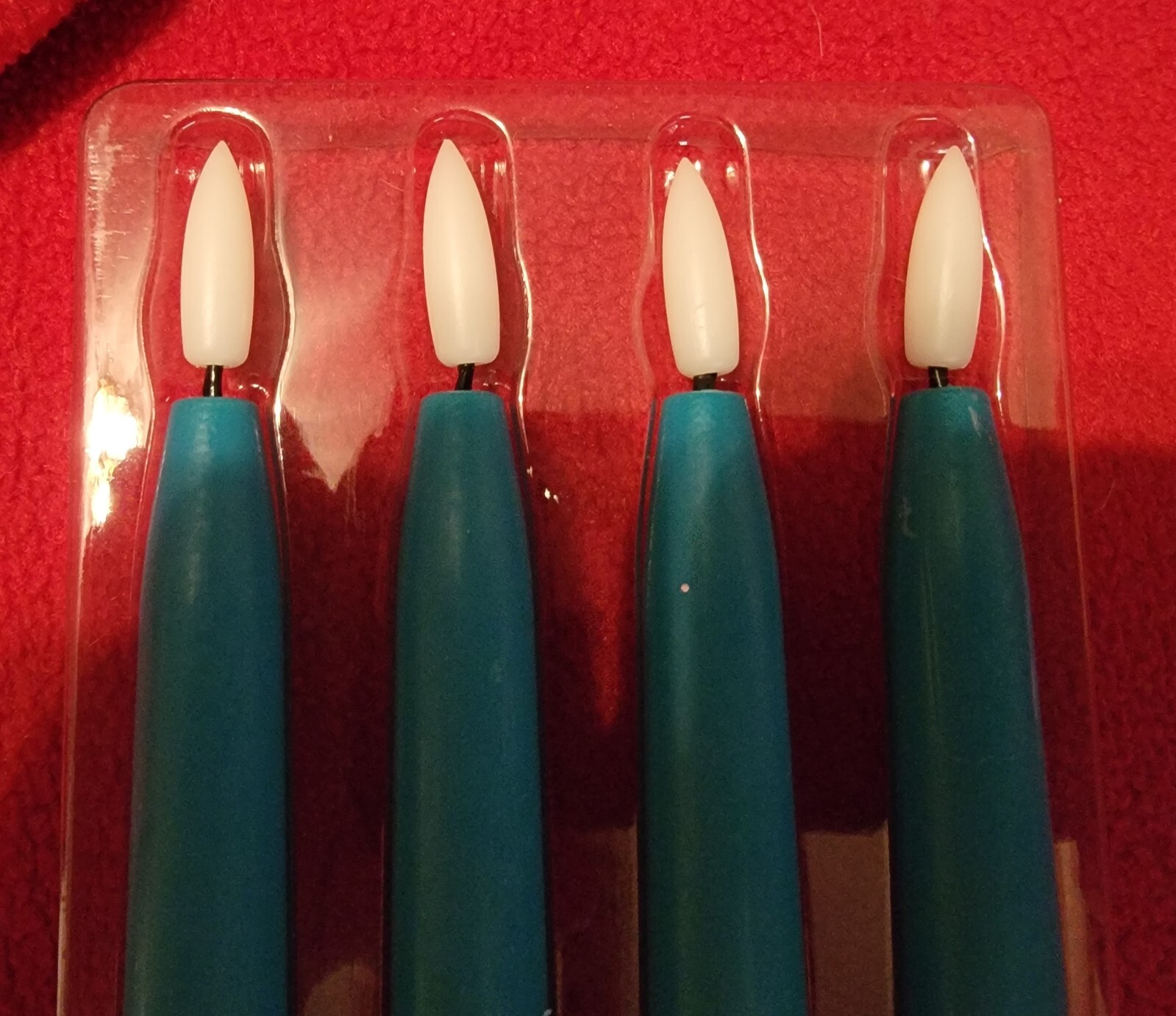 4 Pack Flameless Fanna LED Turquoise Taper Candles Timer Remote Battery Operated