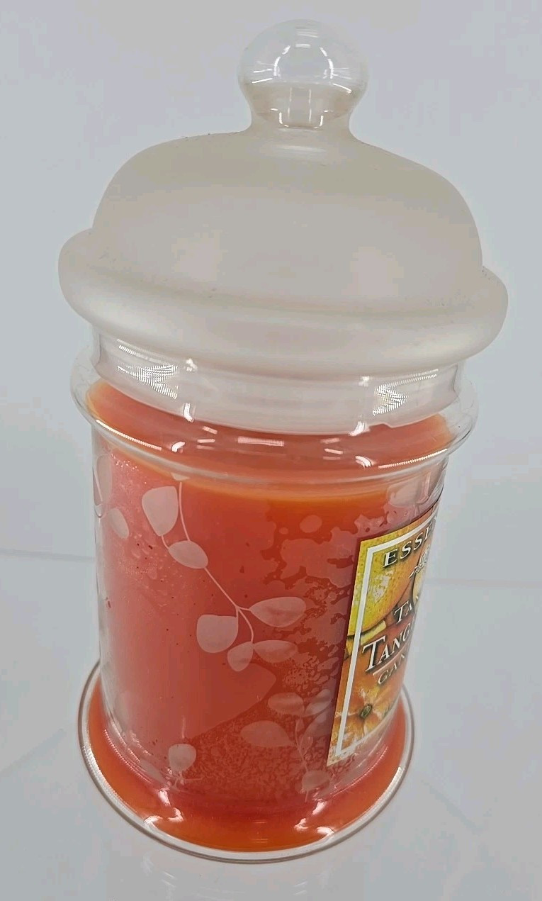 NEW! Essenza 14oz Tangy Tangerine Fragrant Candle Frosted Glass Jar And Cap