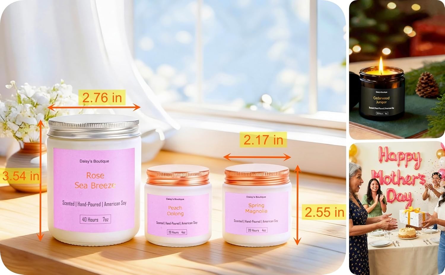 3 Pack Scented Candles for Home Aromatherapy Candle Gift Set Soy Wax Long Las…