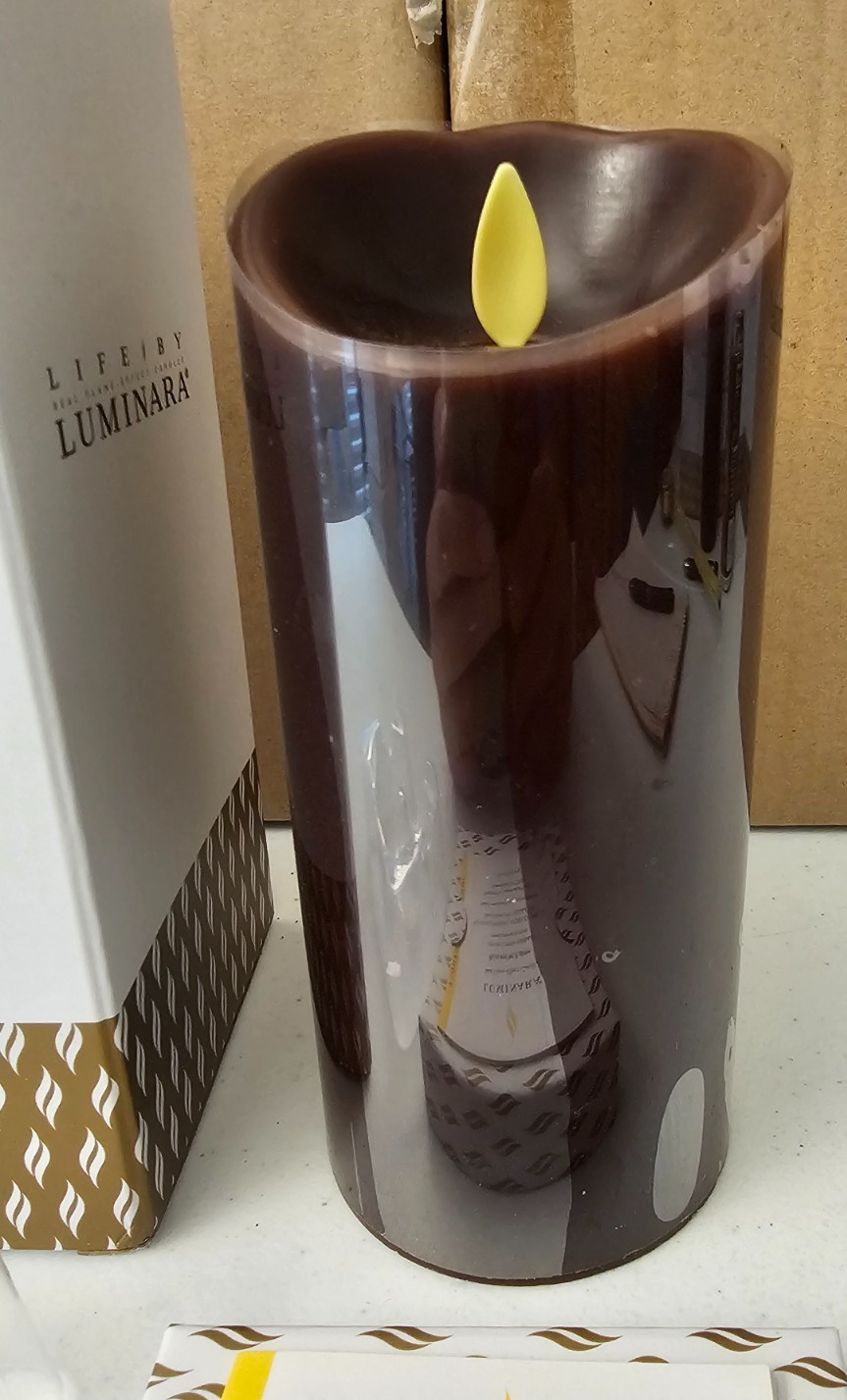 Chocolate Color Luminara 3″ X 7″ Pillar Flameless Candle In Original Box