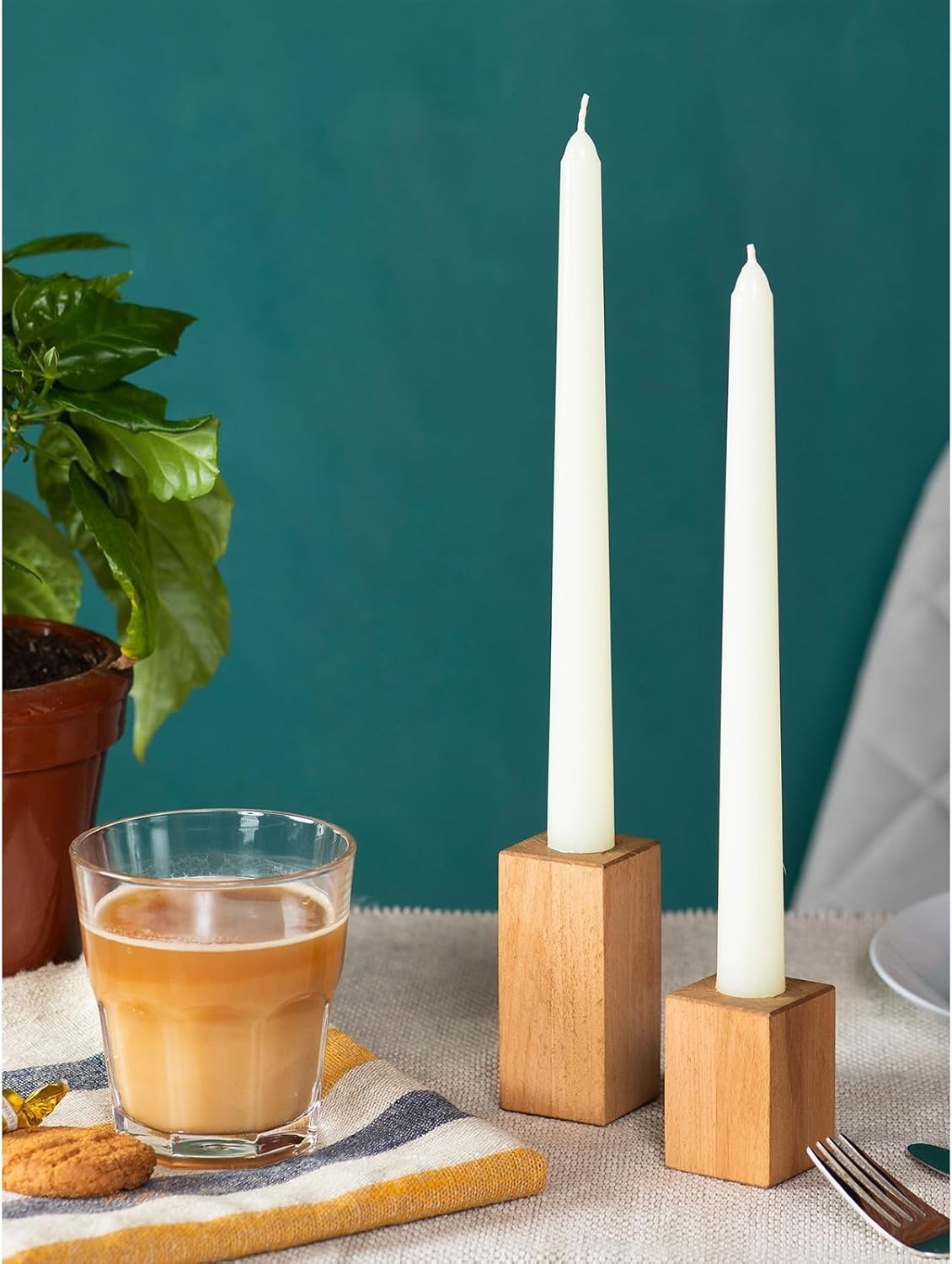 Ivory Dripless Taper Candles 8 Inch – Set of 4 Unscented Long Burning Candles