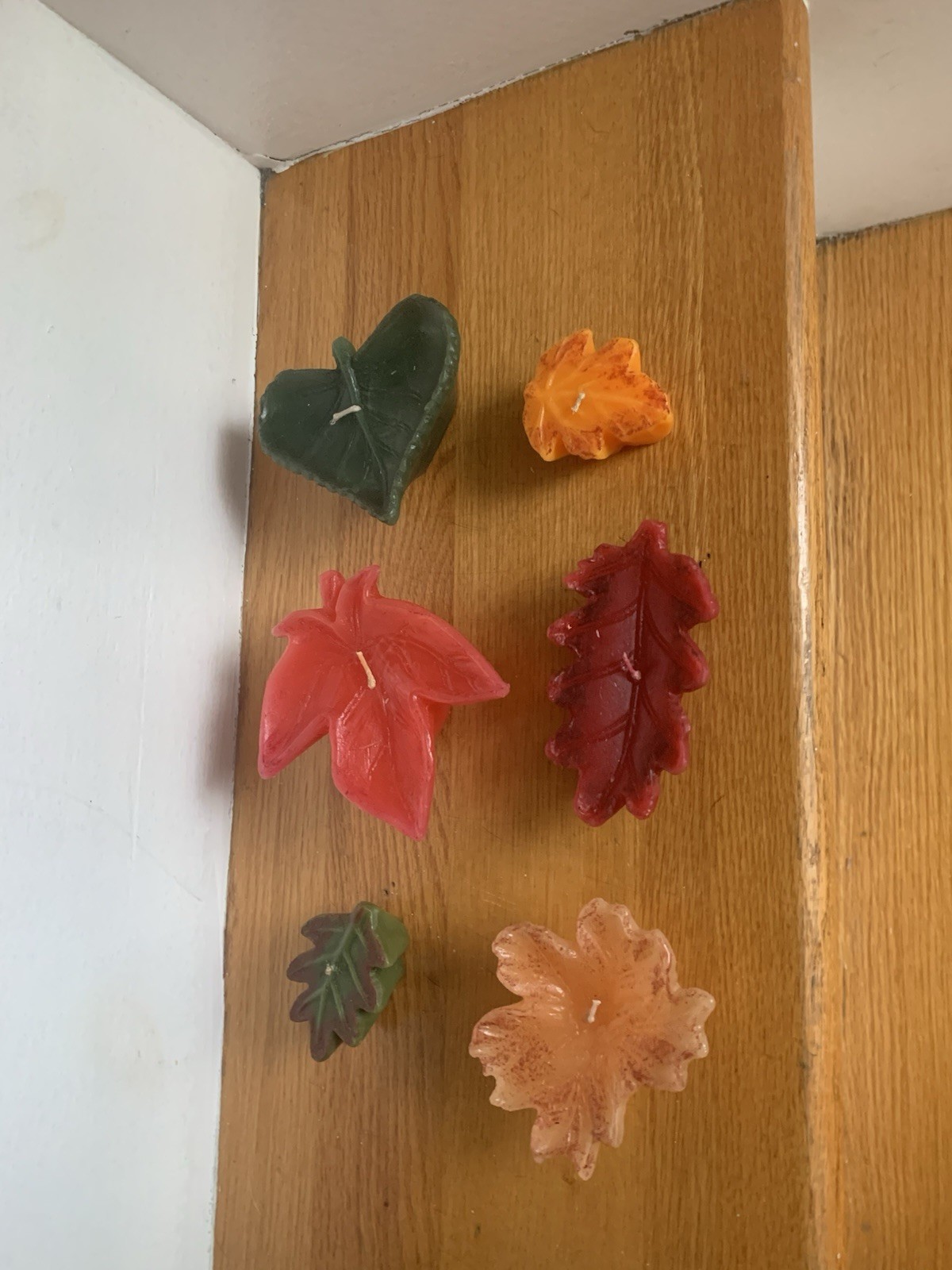 Autumn Candle Leaves Set Of 6 In Basket Never Used Unscented Candles
