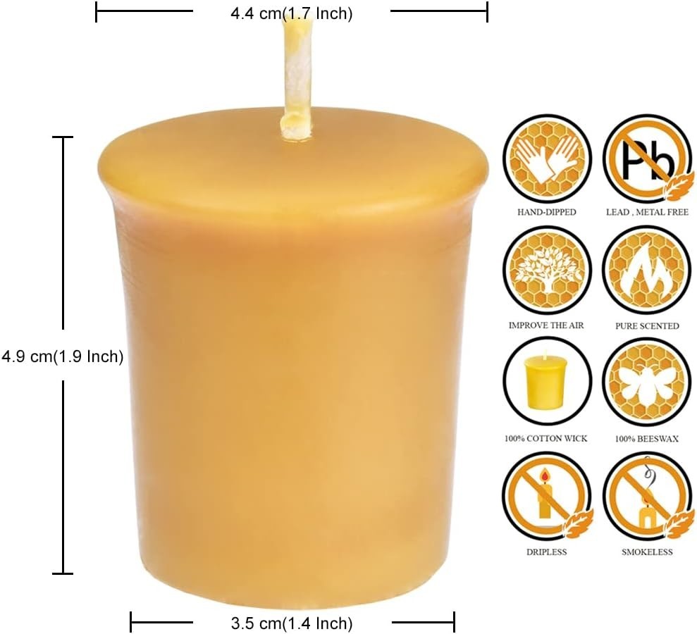 Radiant Yellow Beeswax Candles 4-Pack – 12 Hour Clean Burn for Any Occasion