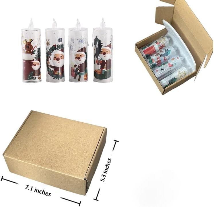 4-Pcs Christmas Flameless Candle Set, 5.12 Inches Tall, Christmas LED Candles wi
