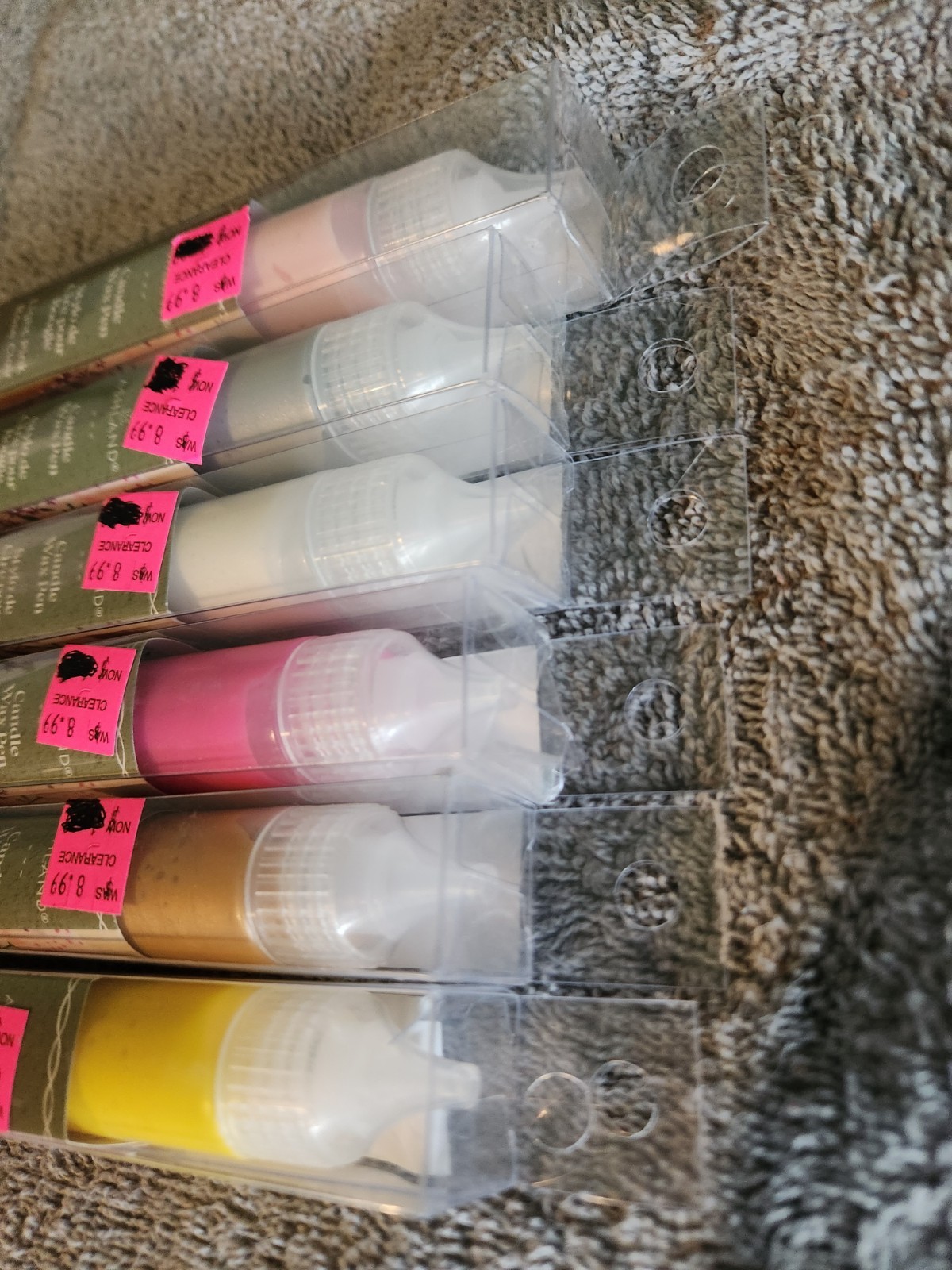 Ashland Candle Wax Pens Crafting Supplies 6 Unopened Wax Pens Pink/Yellow/Silver