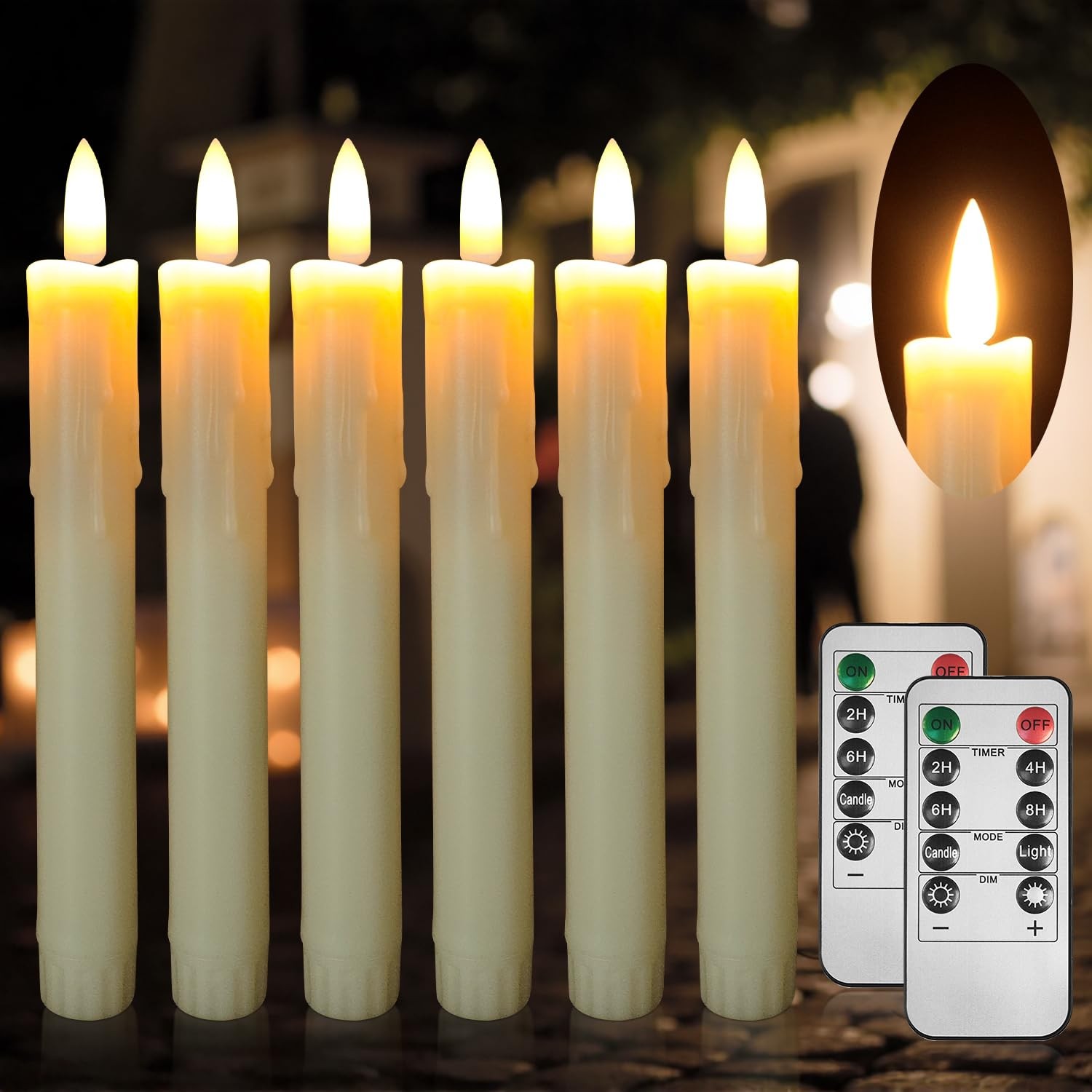 6.7 Inch Flameless Taper Candles with Remote, Short Taper Candles Battery Ope…