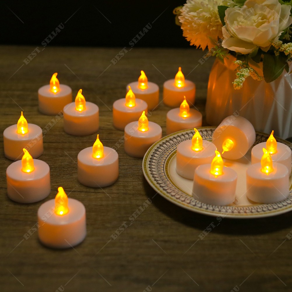 24Pack Flickering Flameless LED Tea Light Votive Candles 200+ Hours Battery Life