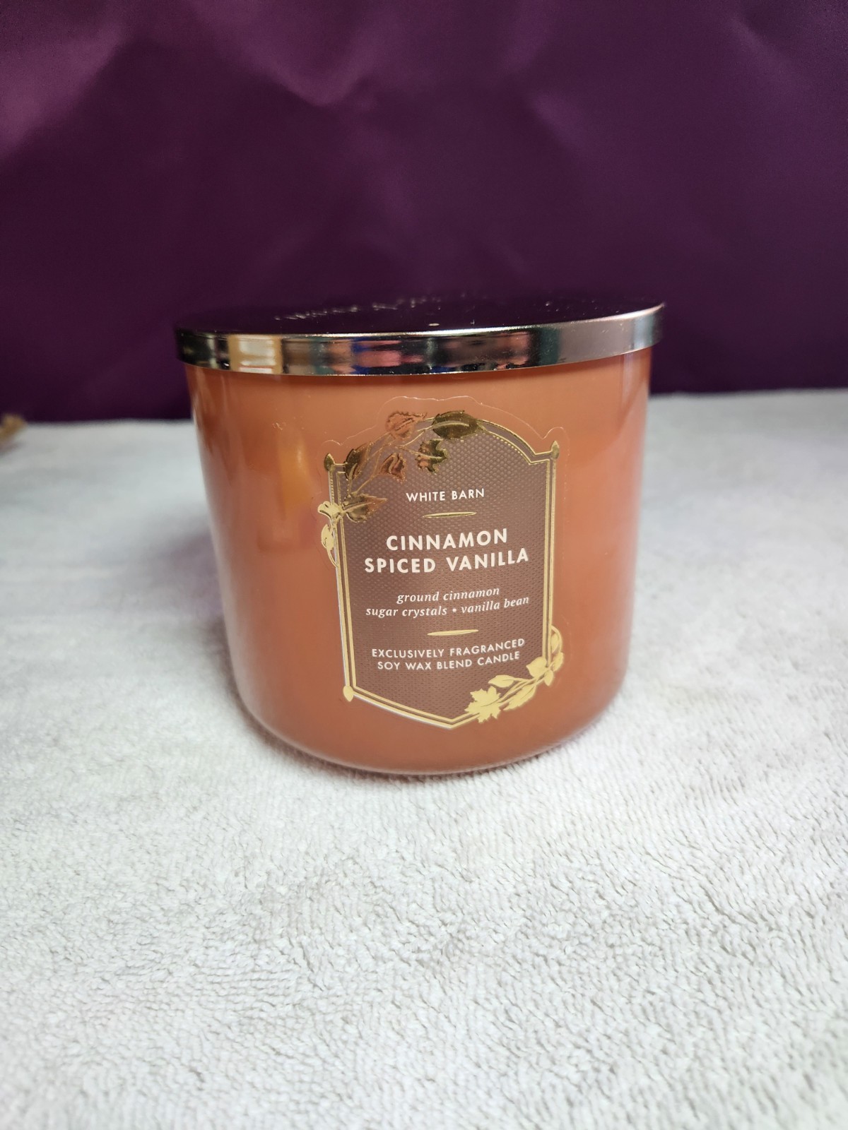 White Barn Three Wick Candle Cinnamon Spiced Vanilla 25-45hrs Burn Time New
