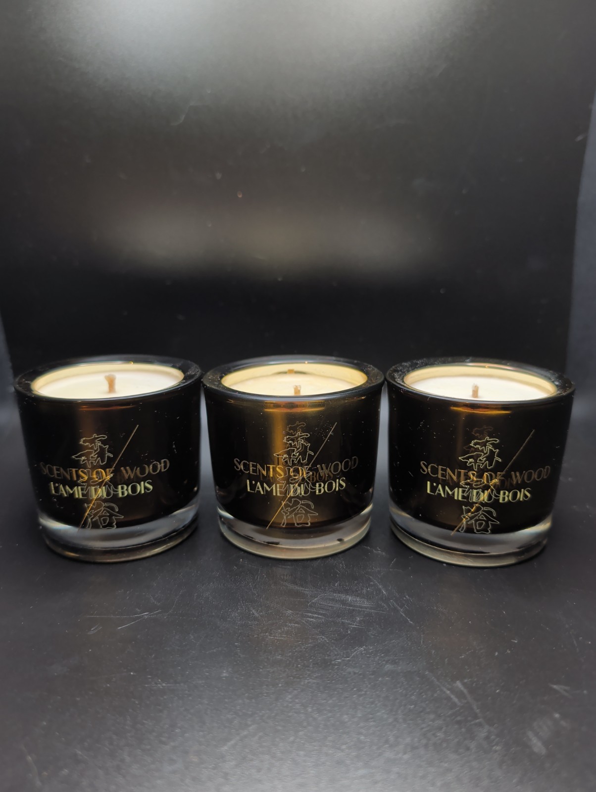 Scents Of Wood 2oz Candle Set Of 3. Unique Scents Featuring Wood Characters.