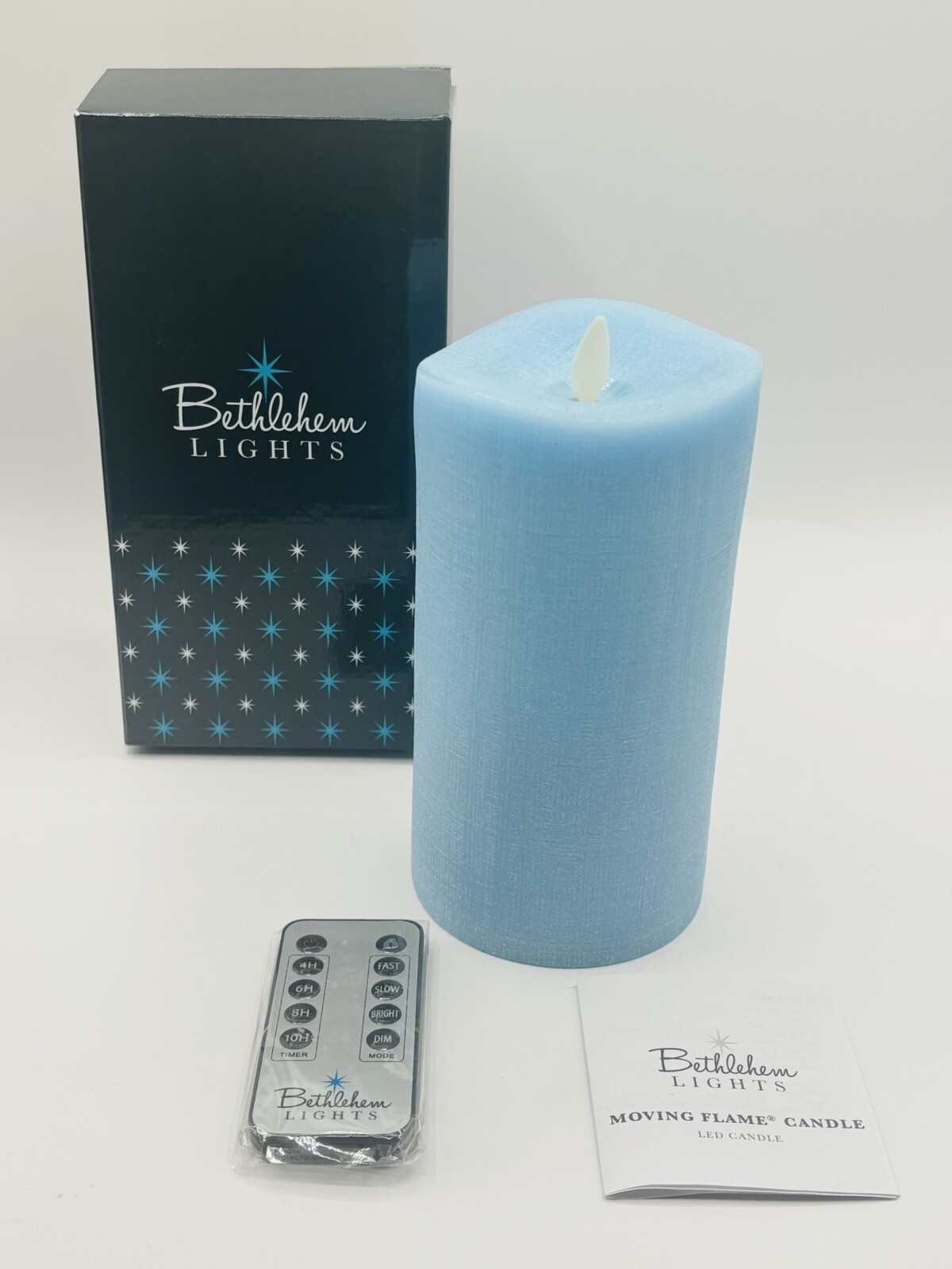 Bethlehem Lights LED Touch Flameless Candles w/Timer Blue Pillar~Lot of 2~New