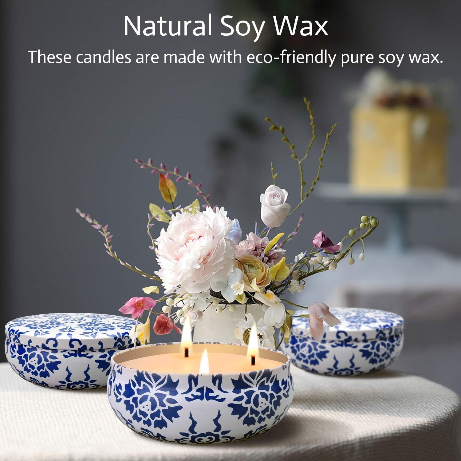 Citronella Candles Outdoor & Indoor – Large 13.5 oz Scented Candles Set 3 Pac…