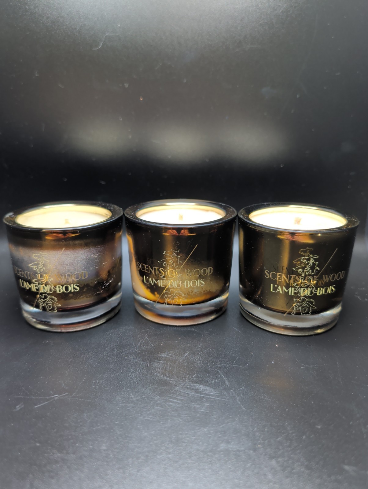 Scents Of Wood 2oz Candle Set Of 3. Unique Scents Featuring Wood Characters.