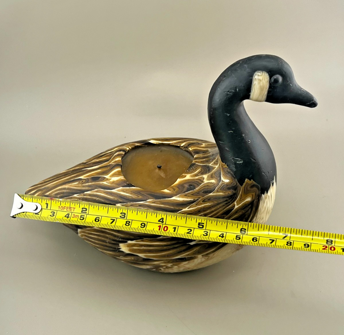 Vtg Canada Goose Wax Candle Figurine Marbled Home Decor Bird Geese Brown Black
